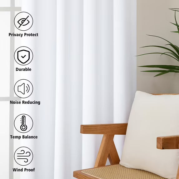 MKHILL Vela Pure White Blackout Tier Curtains 36 Inch Length 2 Panels