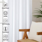 MKHILL Vela Pure White Blackout Tier Curtains 36 Inch Length 2 Panels