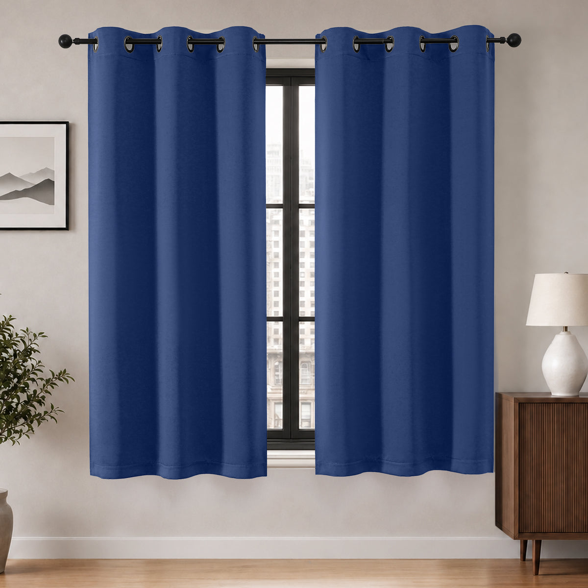 MKHILL Grommet Blackout Curtains, 2 Panels - Royal Blue - 40"W x 63"L - 2 Panels