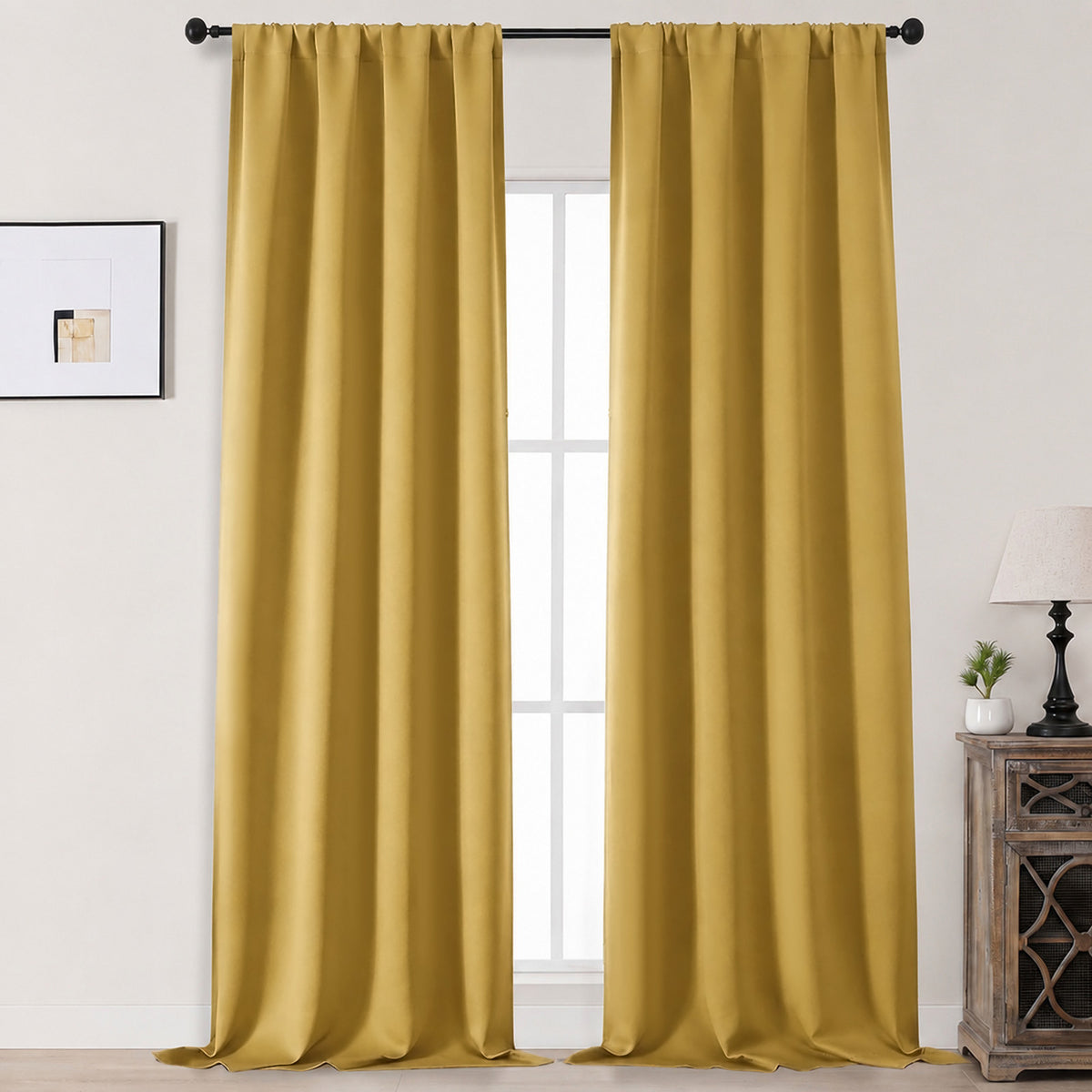 MKHILL Aether Blackout Curtains, 2 Panels - Bright Gold - 50"W x 120"L - 2 Panels