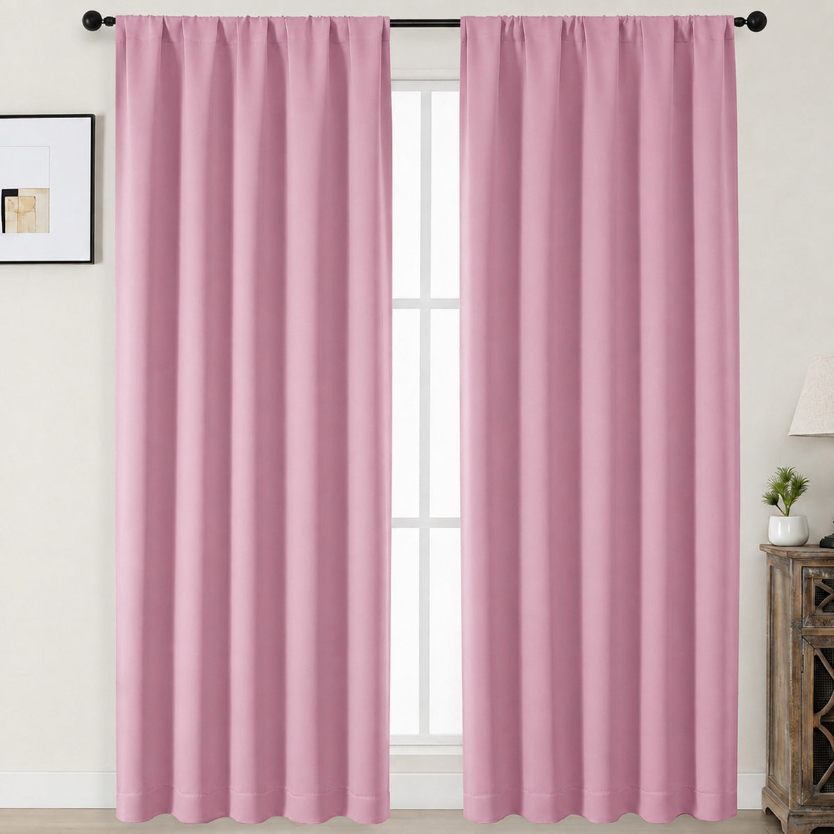 MKHILL Aether Blackout Curtains, 2 Panels - Blush Pink - 50"W x 84"L - 2 Panels