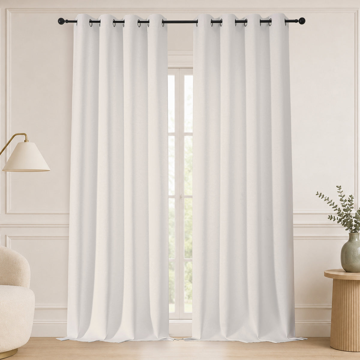 MKHILL Grommet Blackout Curtains, 2 Panels - Natural - 50"W x 96"L - 2 Panels