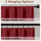 MKHILL Vela Red Short Blackout Curtains 24 Inch Length 2 Panels