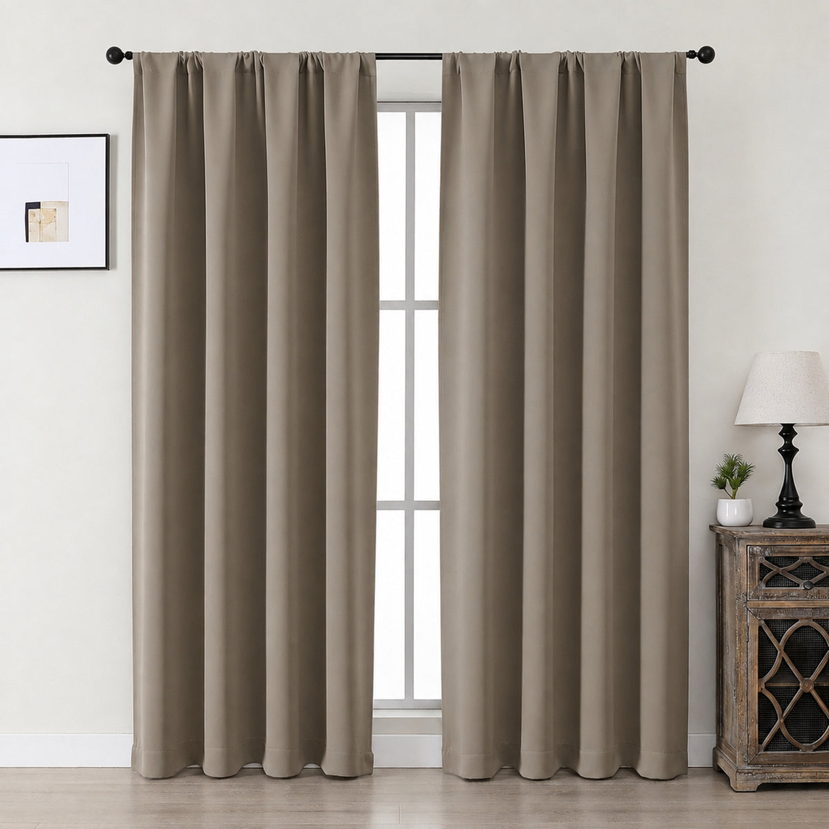 MKHILL Aether Blackout Curtains, 2 Panels - Latte - 40"W x 72"L - 2 Panels