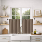MKHILL Vela Barley Blackout Tier Curtains 24 Inch 2 Panels