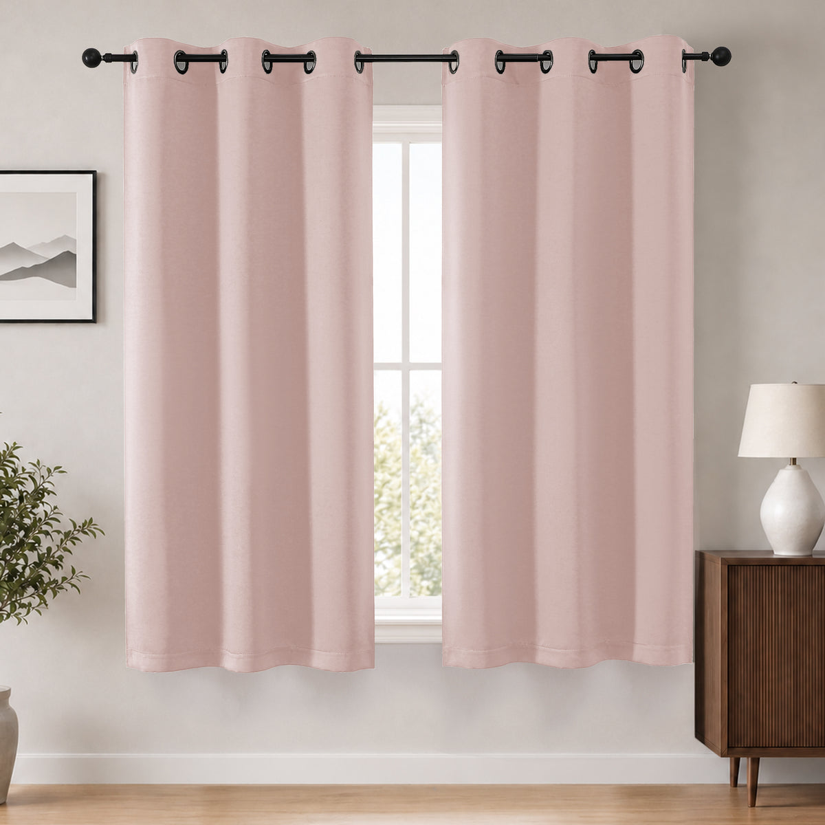 MKHILL Grommet Blackout Curtains, 2 Panels - Blush - 40"W x 54"L - 2 Panels