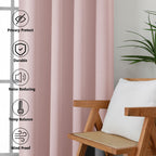 MKHILL Grommet Blackout Curtains, 2 Panels - Blush - product detail