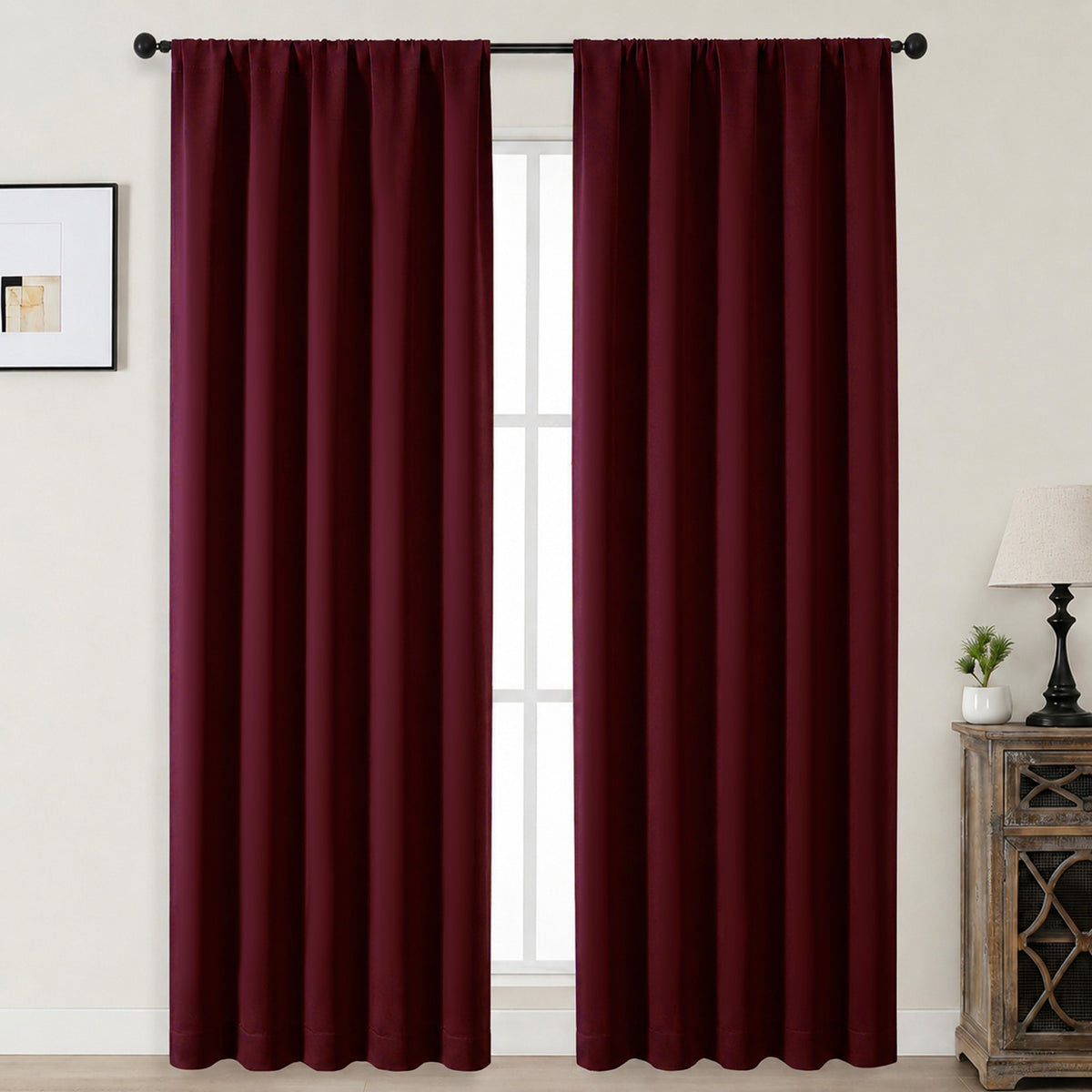 MKHILL Aether Blackout Curtains, 2 Panels - Burgundy - 50"W x 90"L - 2 Panels