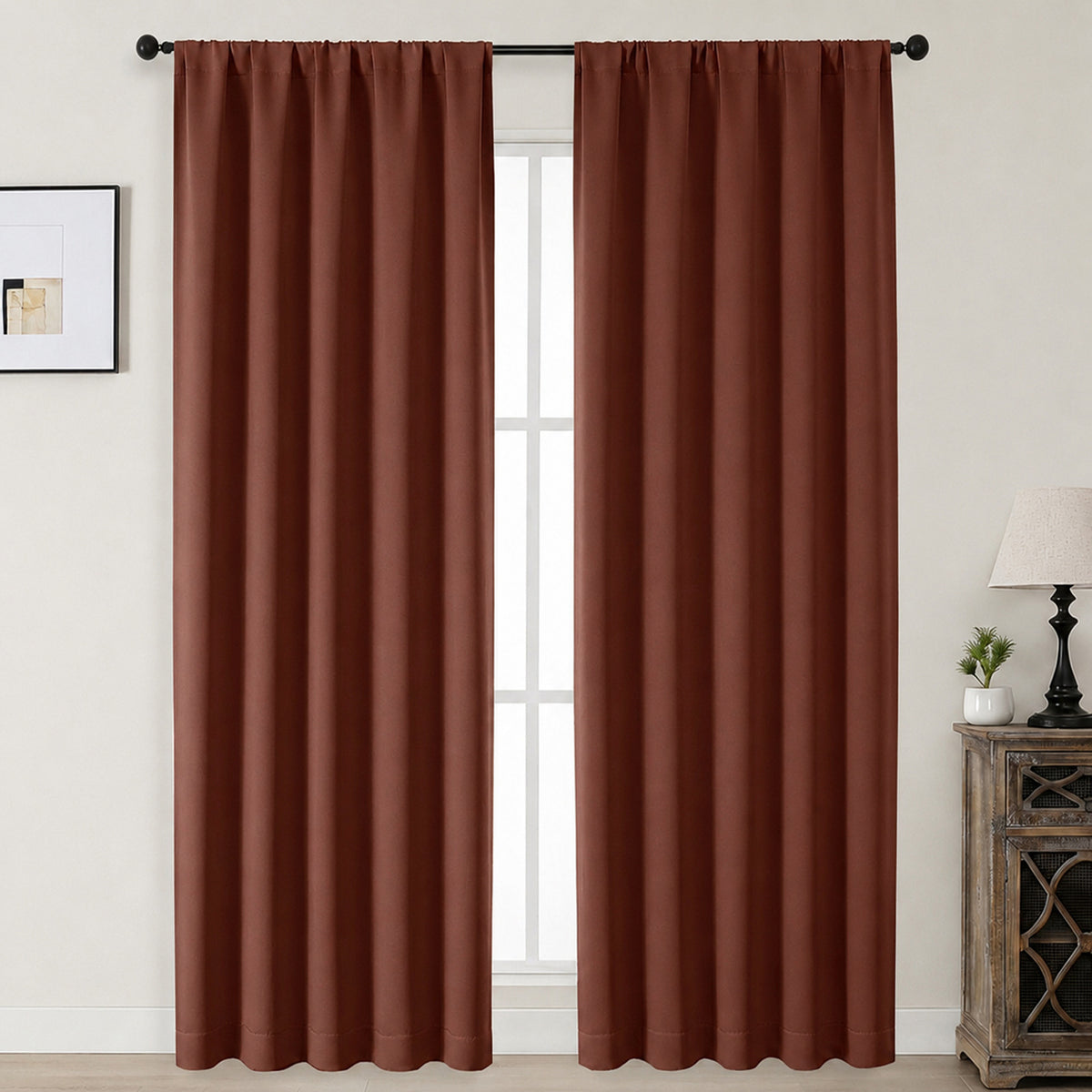 MKHILL Aether Blackout Curtains, 2 Panels - Terracotta - 50"W x 90"L - 2 Panels