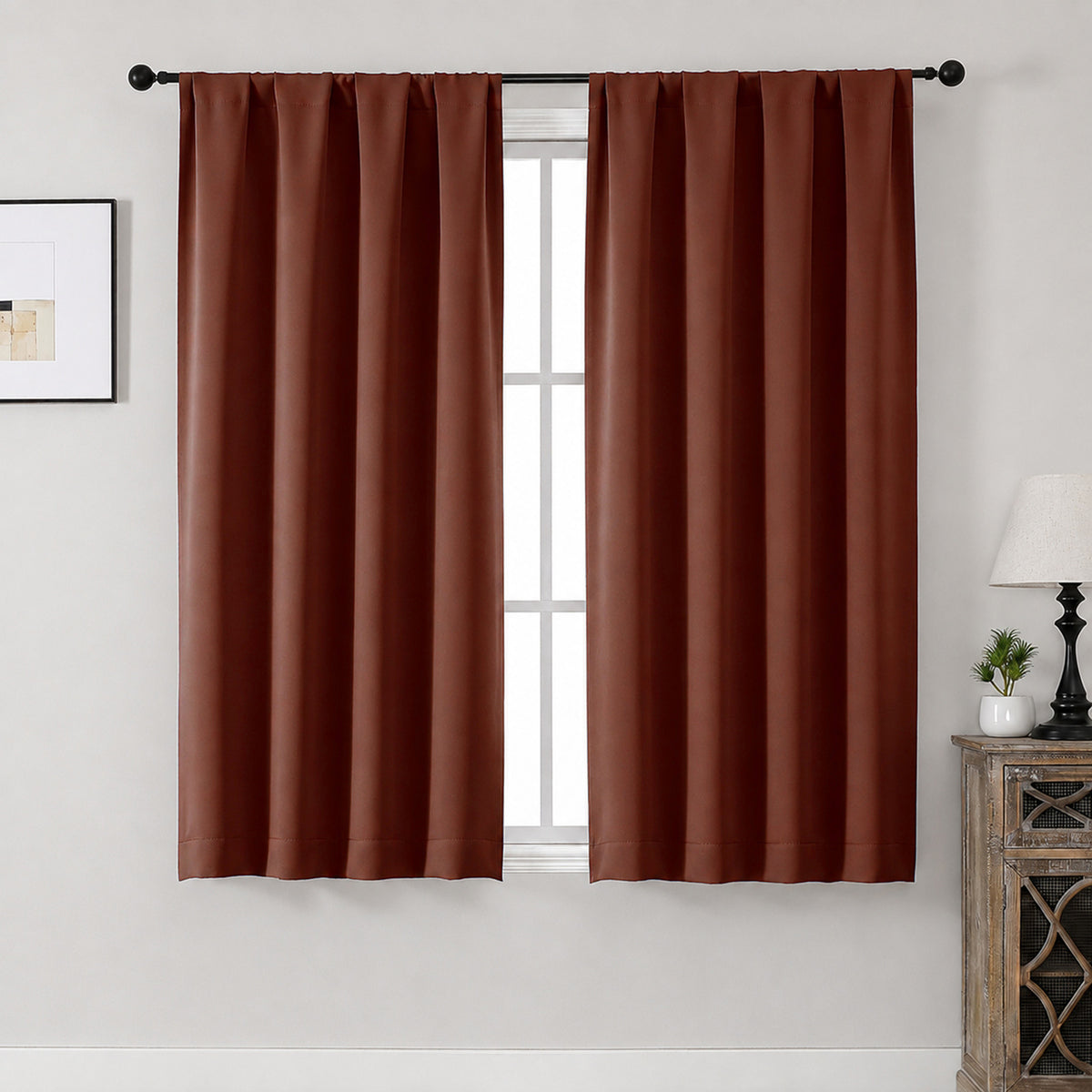 MKHILL Aether Blackout Curtains, 2 Panels - Terracotta - 40"W x 54"L - 2 Panels