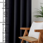 MKHILL Aether Black Blackout Curtains 2 Panels，Each 40" W x 63" L, Black