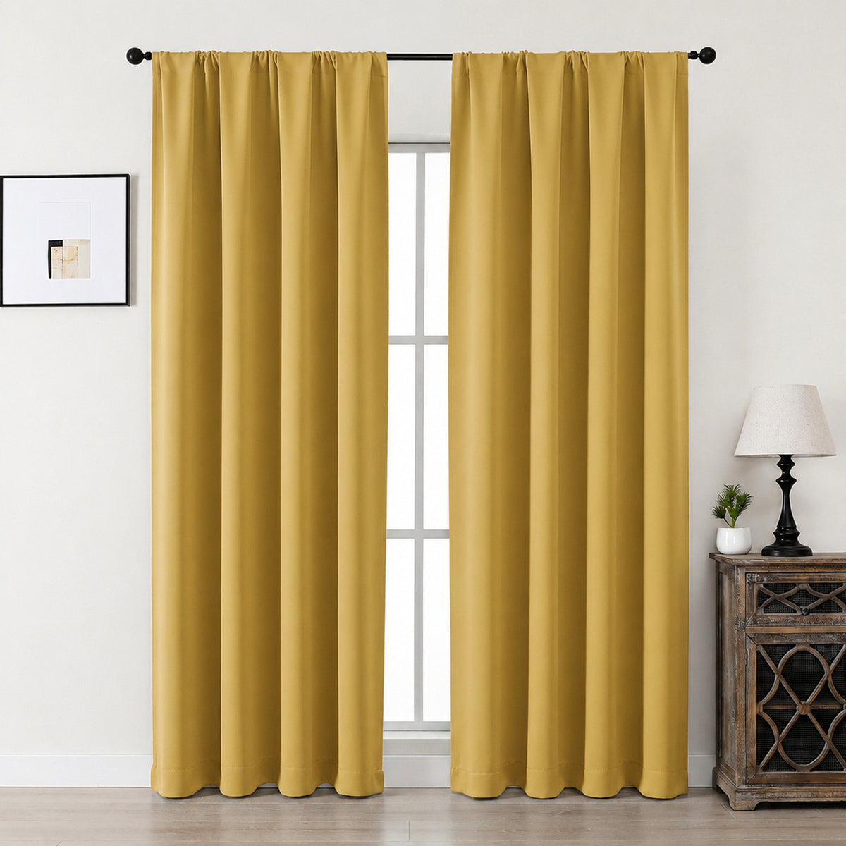 MKHILL Aether Blackout Curtains, 2 Panels - Bright Gold - 40"W x 84"L - 2 Panels