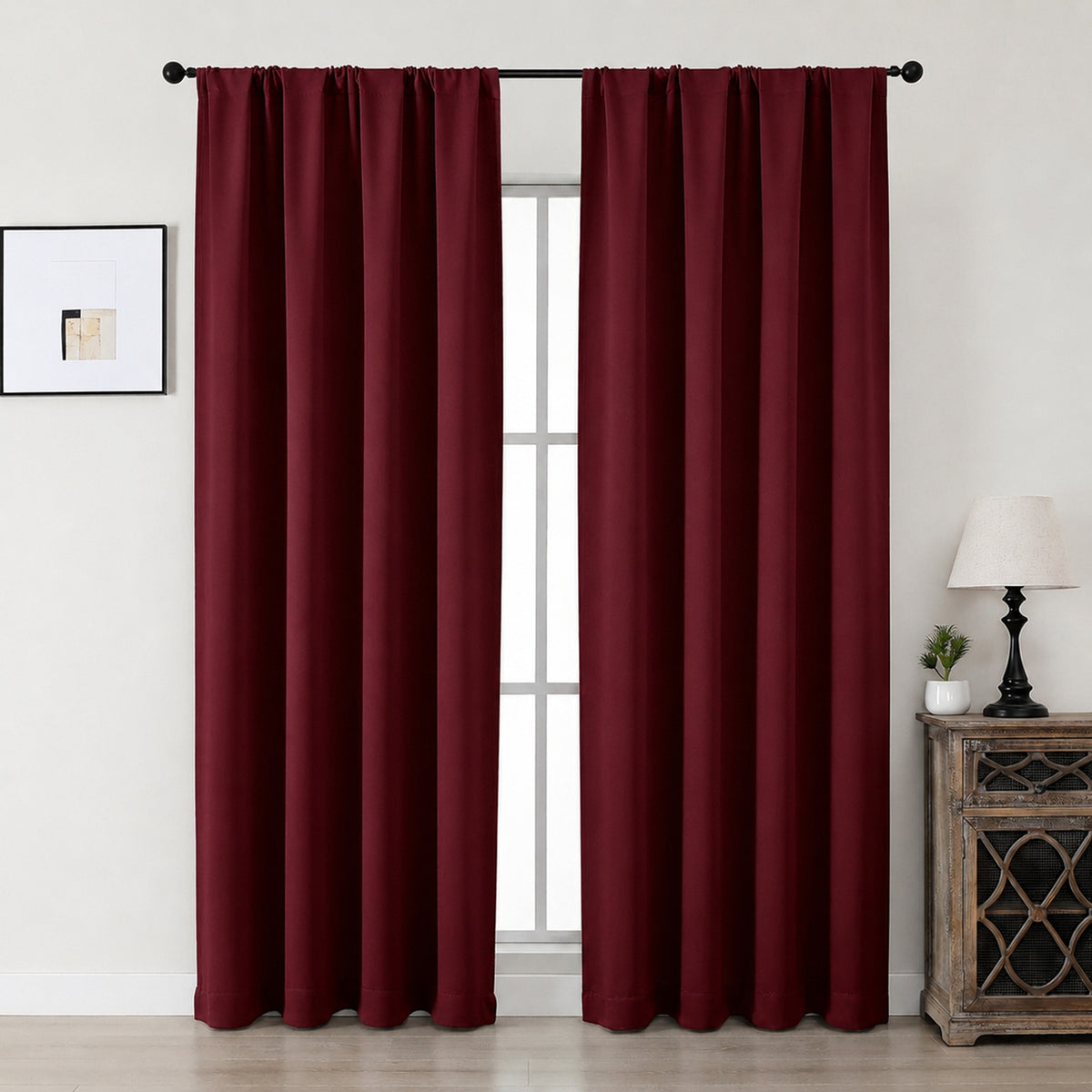 MKHILL Aether Blackout Curtains, 2 Panels - Burgundy - 40"W x 84"L - 2 Panels