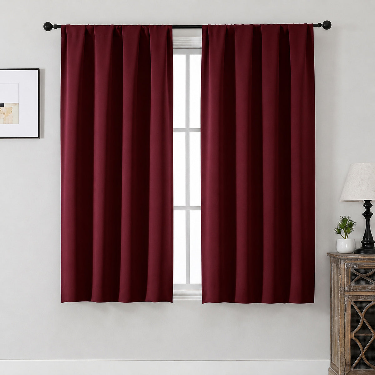 MKHILL Aether Blackout Curtains, 2 Panels - Burgundy - 40"W x 54"L - 2 Panels