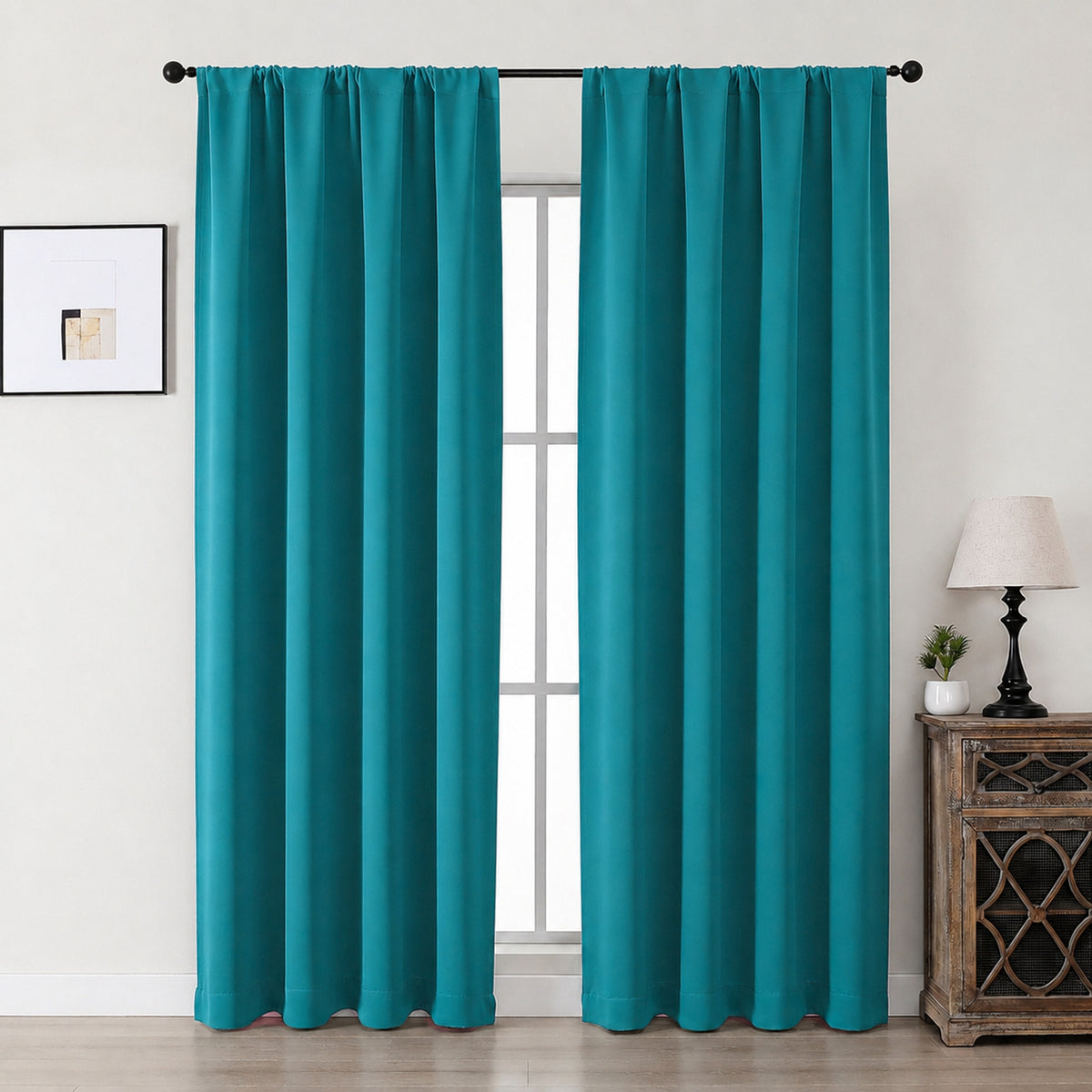 MKHILL Aether Blackout Curtains, 2 Panels - Turquoise - 40"W x 84"L - 2 Panels