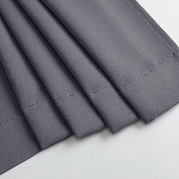 MKHILL Vela Charcoal Short Blackout Curtains 24 Inch 2 Panels