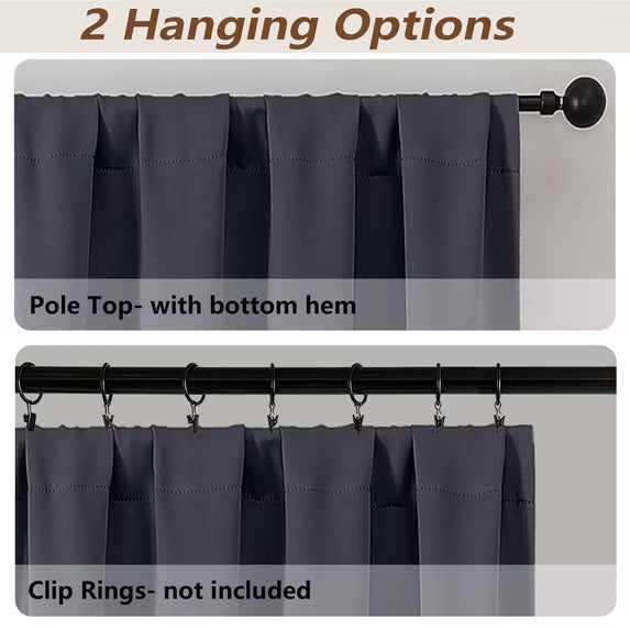 MKHILL Vela Black Blackout Tier Curtains 36 Inch 2 Panels, Thermal Insulated Room Darkening Rod Pocket Cafe