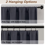 MKHILL Vela Black Blackout Tier Curtains 36 Inch 2 Panels, Thermal Insulated Room Darkening Rod Pocket Cafe