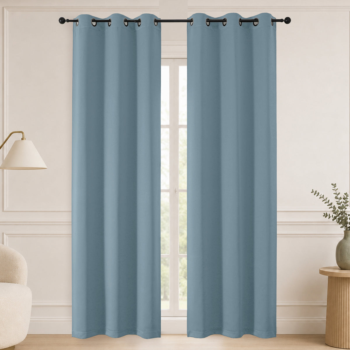 MKHILL Grommet Blackout Curtains, 2 Panels - Mineral - 40"W x 72"L - 2 Panels