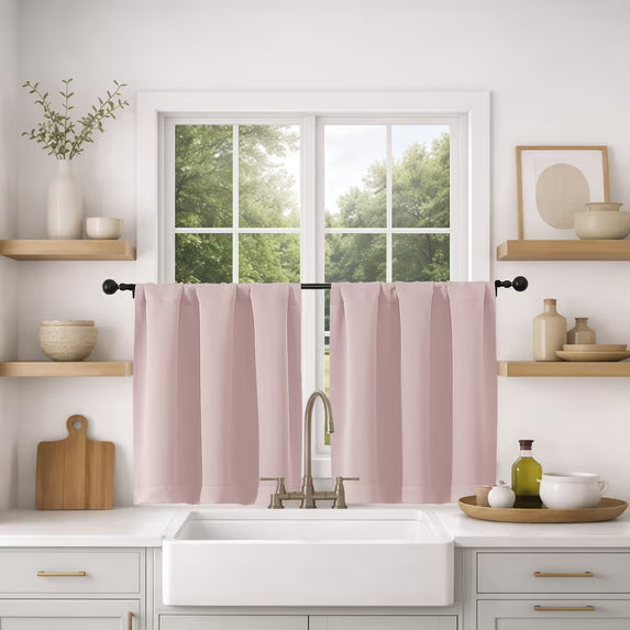 MKHILL Vela Blush Blackout Thermal Tier Curtains 2 Panels
