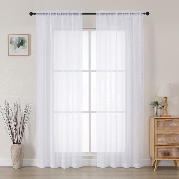 MKHILL 42x84 White Sheer Curtains 2 Panels Set