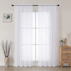 MKHILL 42x84 White Sheer Curtains 2 Panels Set