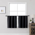 MKHILL Vela Black Blackout Tier Curtains 36 Inch 2 Panels, Thermal Insulated Room Darkening Rod Pocket Cafe