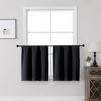 MKHILL Vela Black Blackout Tier Curtains 36 Inch 2 Panels, Thermal Insulated Room Darkening Rod Pocket Cafe