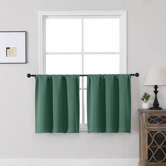 MKHILL Vela Ever Green Blackout Thermal Tier Curtains 2 Panels， 30"W x 24"L