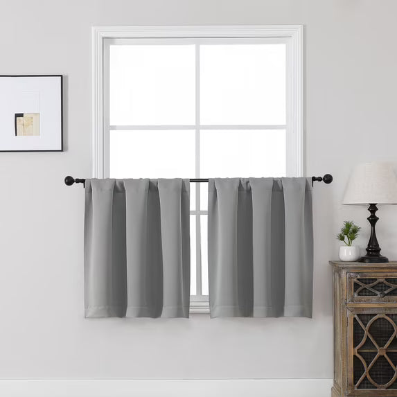 MKHILL Vela Grey Short Blackout Curtains 24 Inch 2 Panels Set