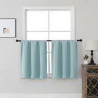 MKHILL Vela Aqua Short Blackout Curtains 36 Inch 2 Panels, Room Darkening Thermal Insulated Rod Pocket Half Window Tier Curtains for Kitchen Sink Bathroom RV Camper