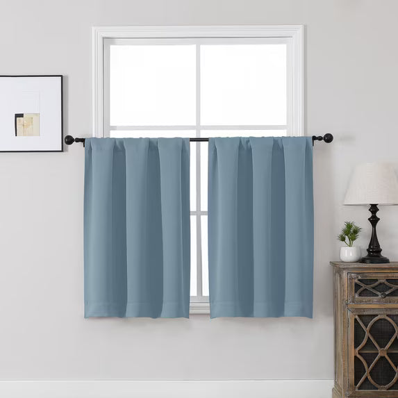 MKHILL Vela Mineral Short Blackout Curtains 36 Inch Length 2 Panels