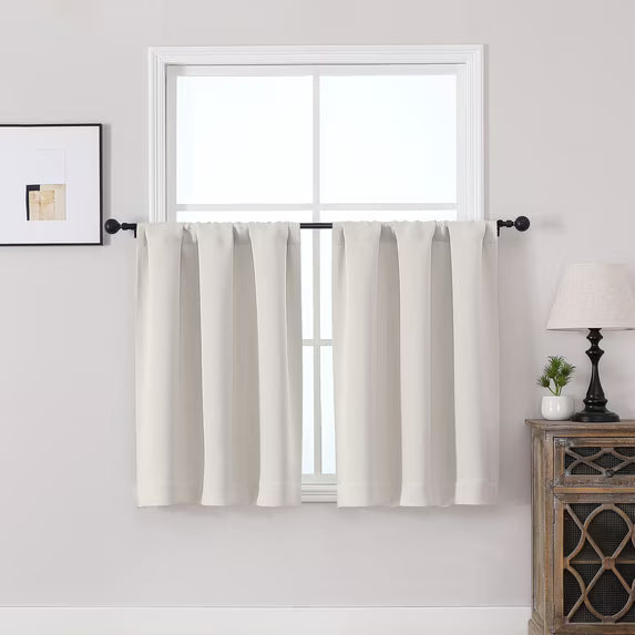 MKHILL Vela Natural Short Blackout Curtains 24 Inch Length 2 Panels