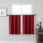 MKHILL Vela Red Short Blackout Curtains 24 Inch Length 2 Panels