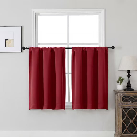 MKHILL Vela Red Short Blackout Curtains 24 Inch Length 2 Panels