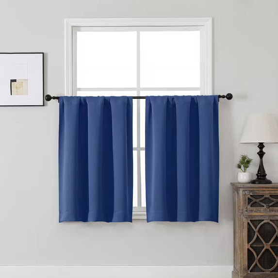 MKHILL Vela Royal Blue Short Blackout Curtains 24 Inch Length 2 Panels