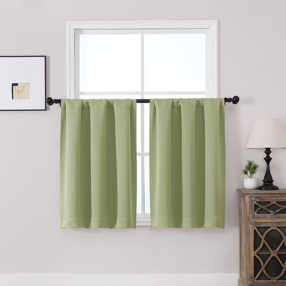 MKHILL Vela Sage Green Short Blackout Curtains 24 Inch 2 Panels Set