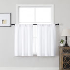 MKHILL Vela Pure White Blackout Tier Curtains 36 Inch Length 2 Panels