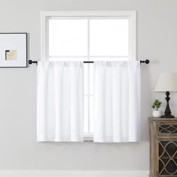 MKHILL Vela Pure White Blackout Tier Curtains 36 Inch Length 2 Panels