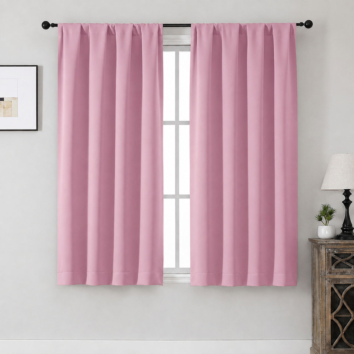 MKHILL Aether Blackout Curtains, 2 Panels - Blush Pink - 40"W x 54"L - 2 Panels