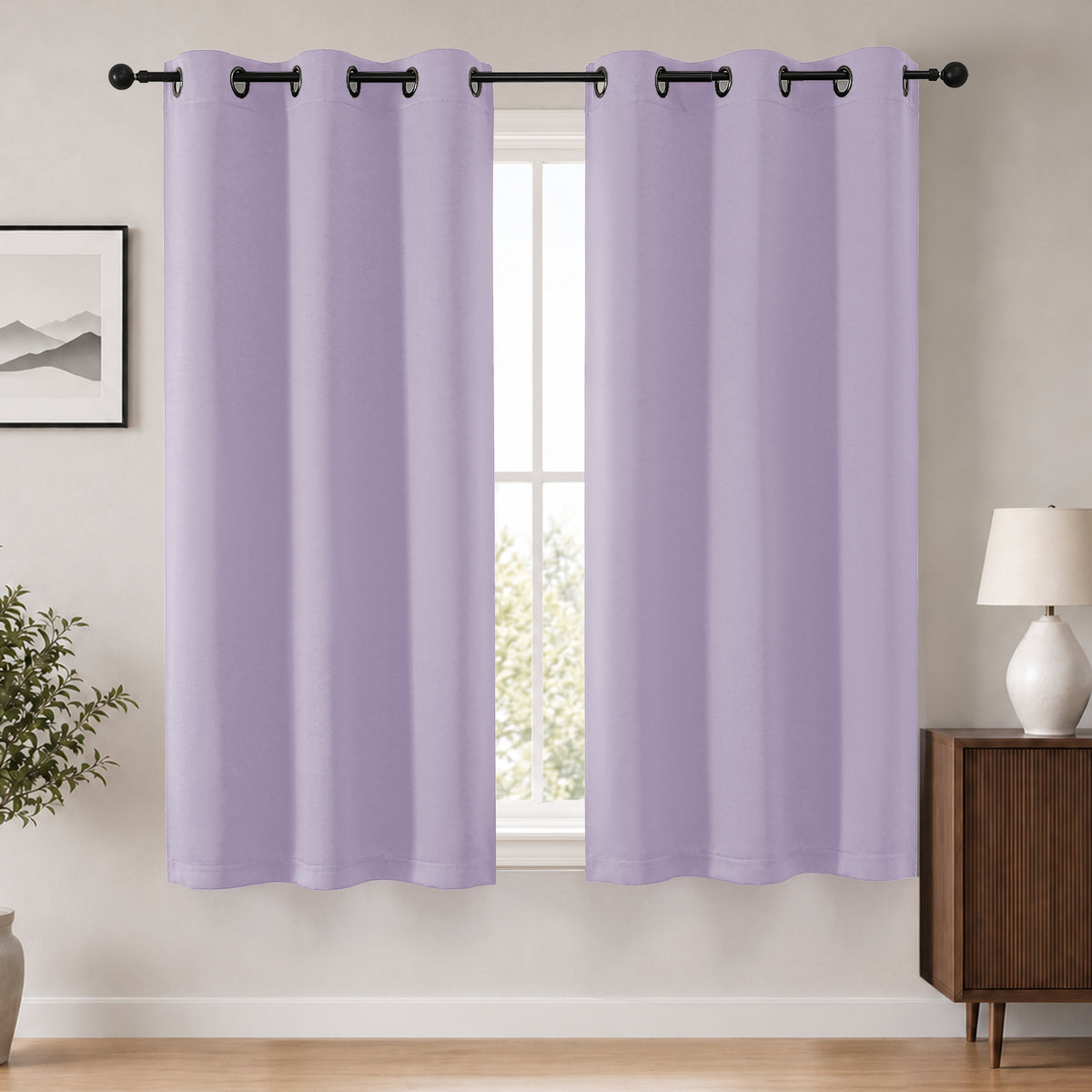 MKHILL Grommet Blackout Curtains, 2 Panels - Lavender - 40"W x 63"L - 2 Panels