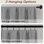 MKHILL Vela Grey Short Blackout Curtains 24 Inch 2 Panels Set