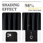 MKHILL Aether Black Blackout Curtains 2 Panels，Each 40" W x 63" L, Black