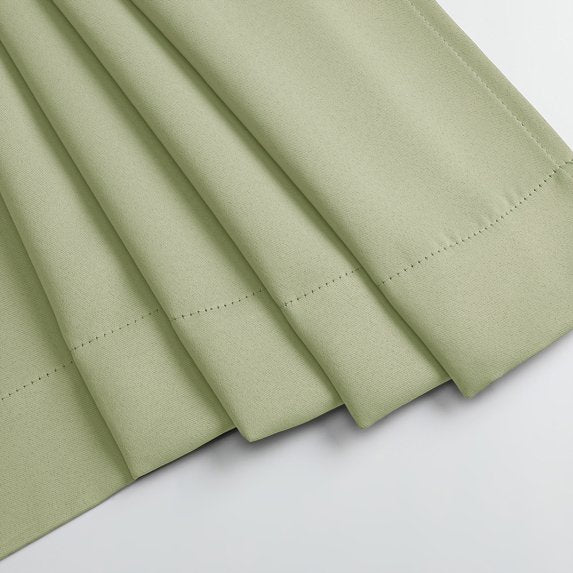MKHILL Vela Blackout Tier Curtains 24 Inch 2 Panels, Light Green