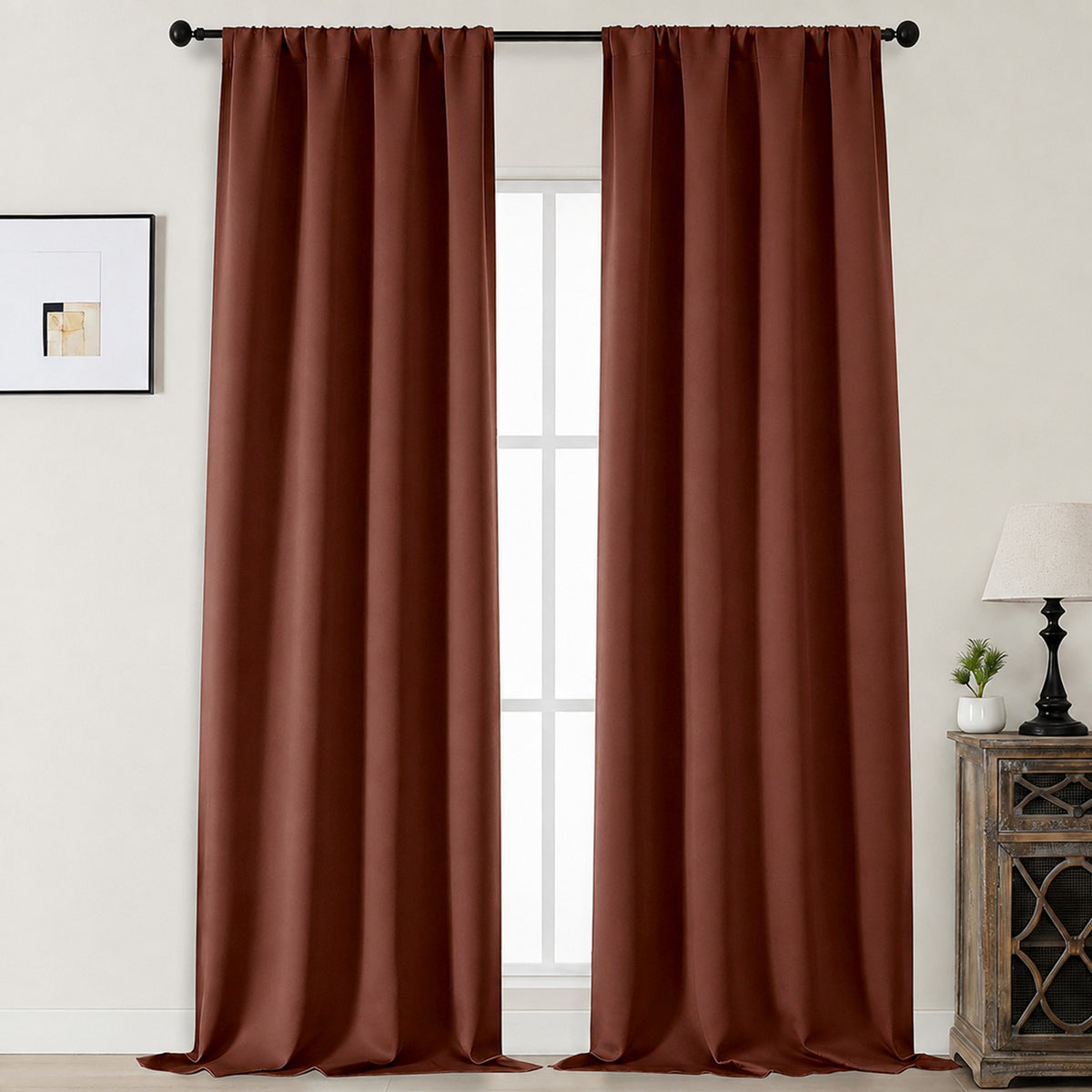 MKHILL Aether Blackout Curtains, 2 Panels - Terracotta - 50"W x 108"L - 2 Panels