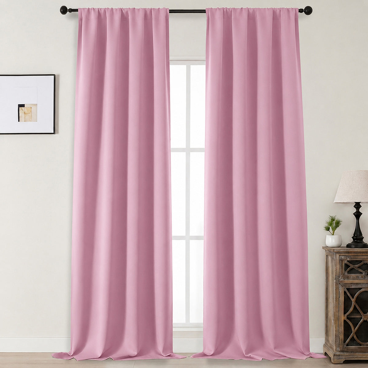 MKHILL Aether Blackout Curtains, 2 Panels - Blush Pink - 50"W x 108"L - 2 Panels