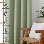 MKHILL Vela Sage Green Short Blackout Curtains 24 Inch 2 Panels Set