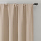 MKHILL Vela Biscotti Beige Short Blackout Curtains 24 Inch 2 Panels, Room Darkening Thermal Insulated Rod Pocket Half Window Tier Curtains for Kitchen Sink Bathroom RV Camper