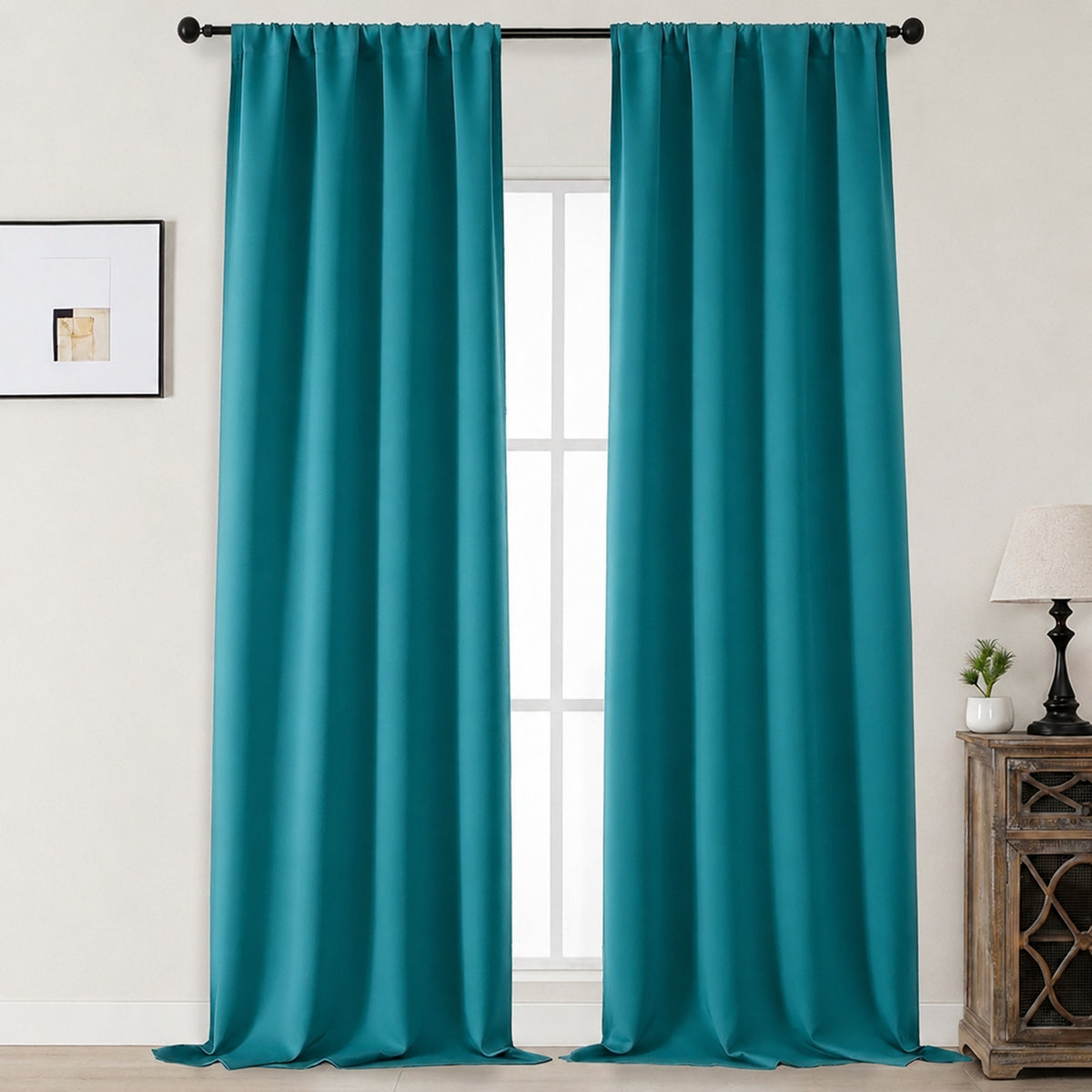 MKHILL Aether Blackout Curtains, 2 Panels - Turquoise - 50"W x 120"L - 2 Panels