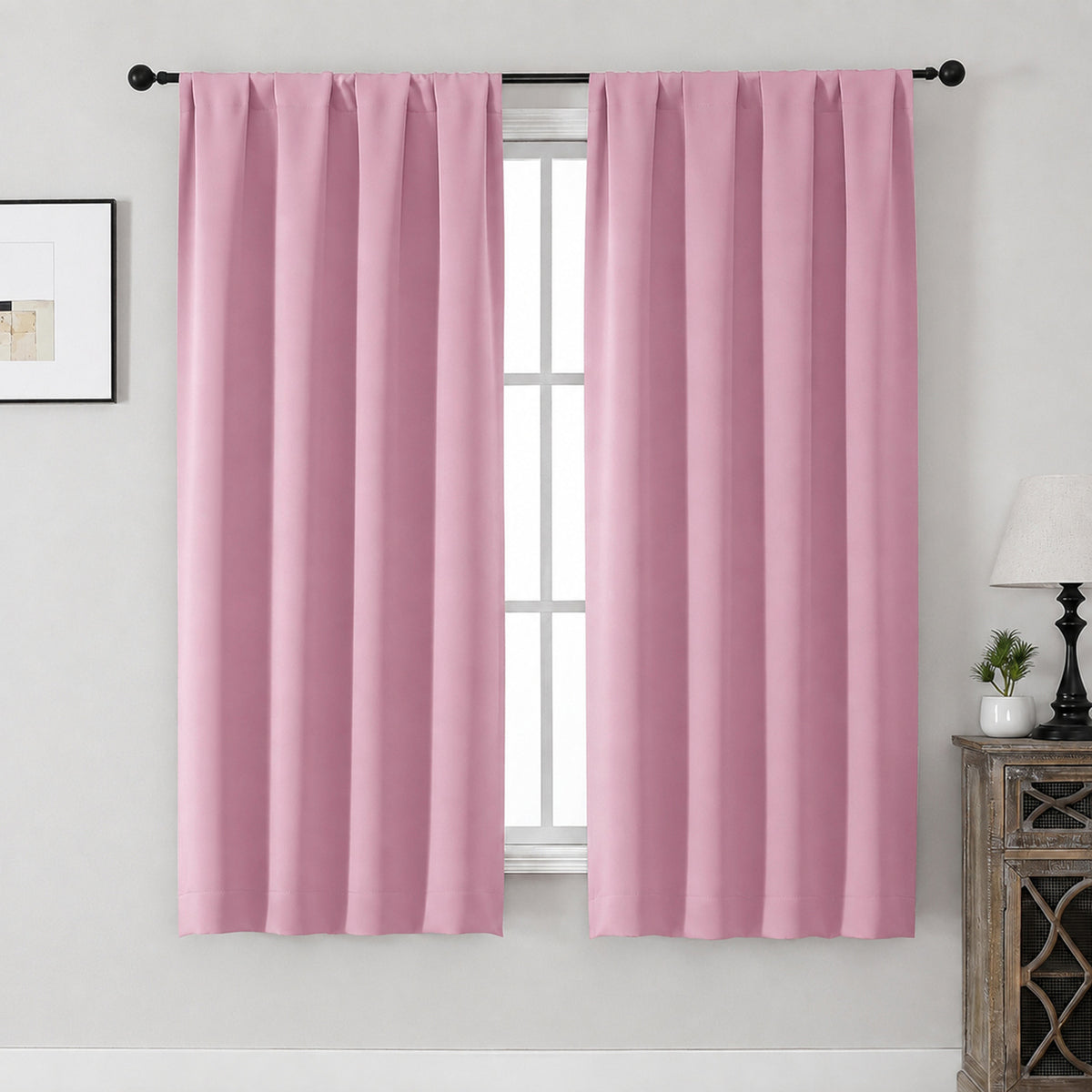 MKHILL Aether Blackout Curtains, 2 Panels - Blush Pink - 40"W x 63"L - 2 Panels